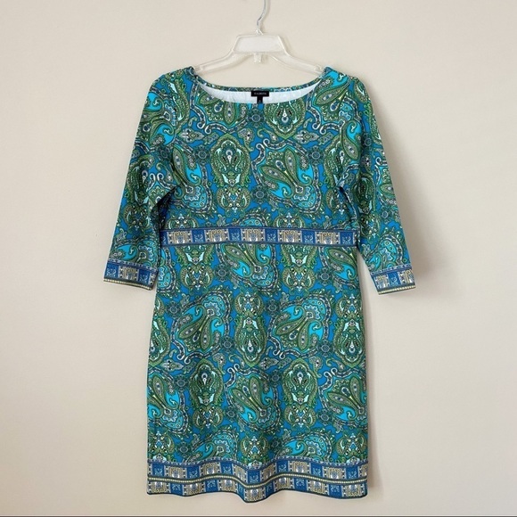 Talbots Paisley Knit 3/4 Sleeve Dress - 14 - Picture 1 of 10